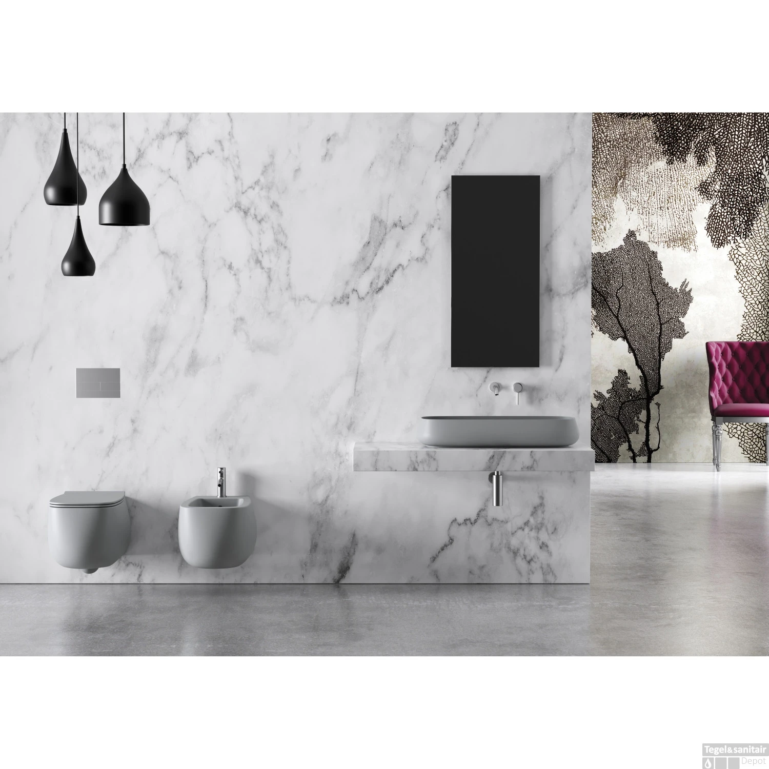 Wandcloset Salenzi Nur 55x35.5x37.5 Cm Keramiek Rimless Mat Wit (excl. Zitting) - Afbeelding 3