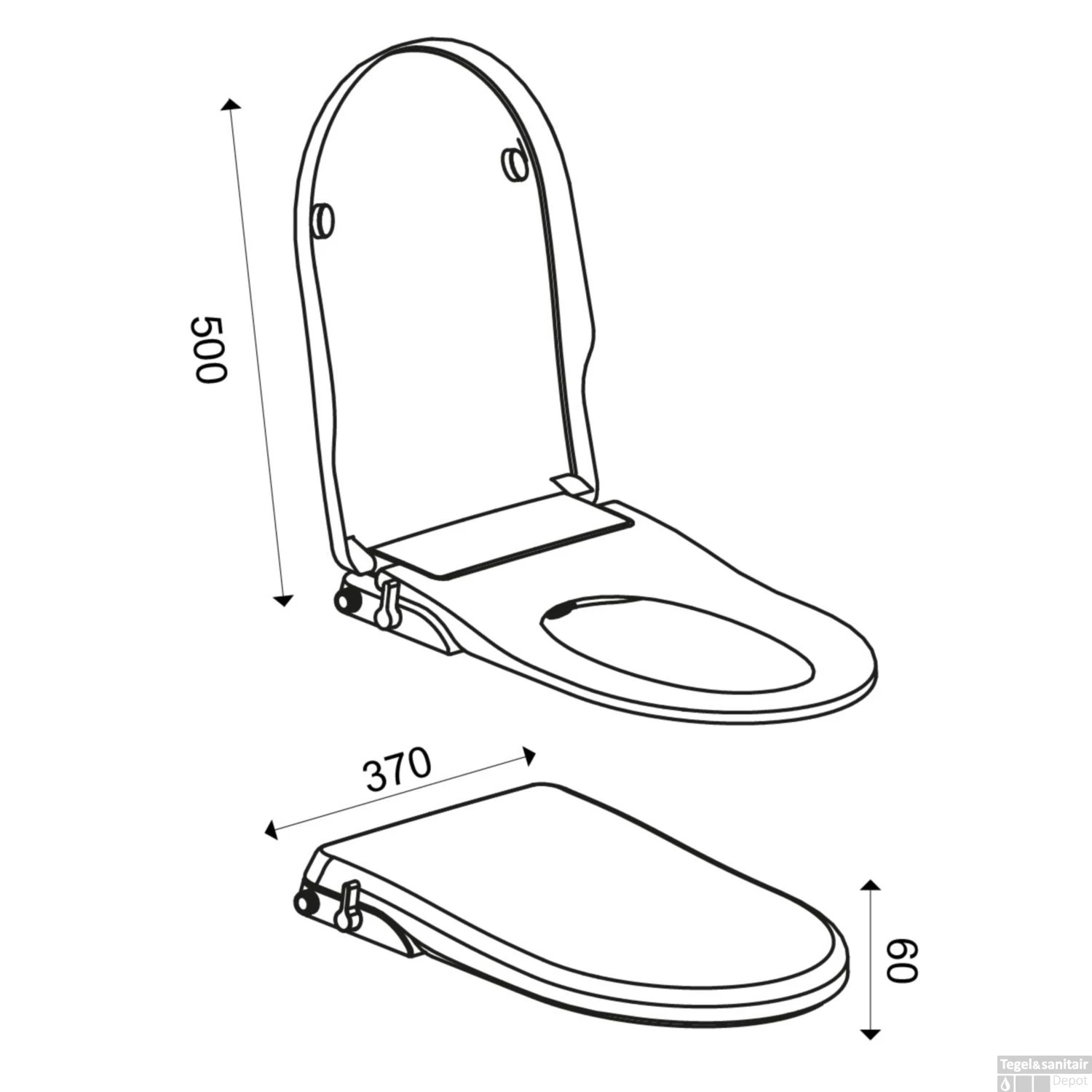 Douche WC Zitting Wiesbaden Flush Stroomloos Met Sproeier Wit - Afbeelding 4