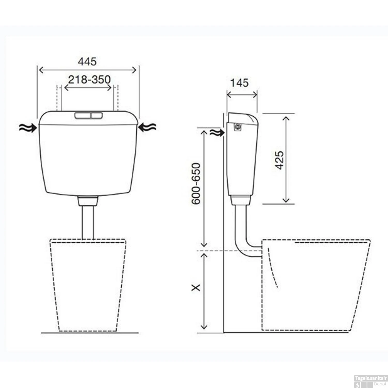 Reservoir Xellanz Geno Laaghangend Kunststof Wit - Afbeelding 4