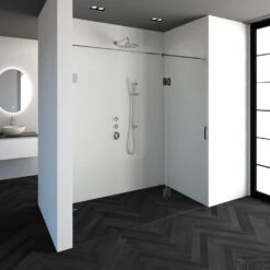 Nisdeur Compleet Just Creating Profielloos 2-Delig (Draaideur Bevestigd Op Inloopwand) 190x200 Cm 120/70 Chroom