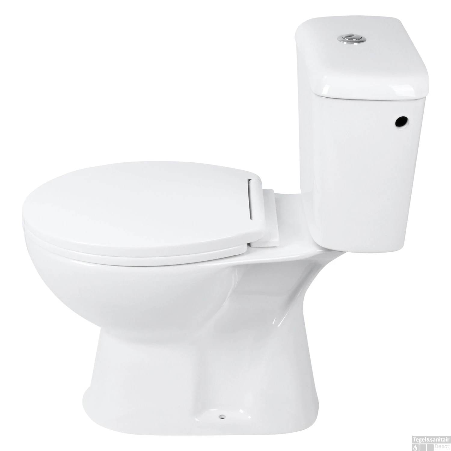 Toiletpot Differnz Staand Met AO Uitgang Inclusief Toiletbril Wit - Afbeelding 2