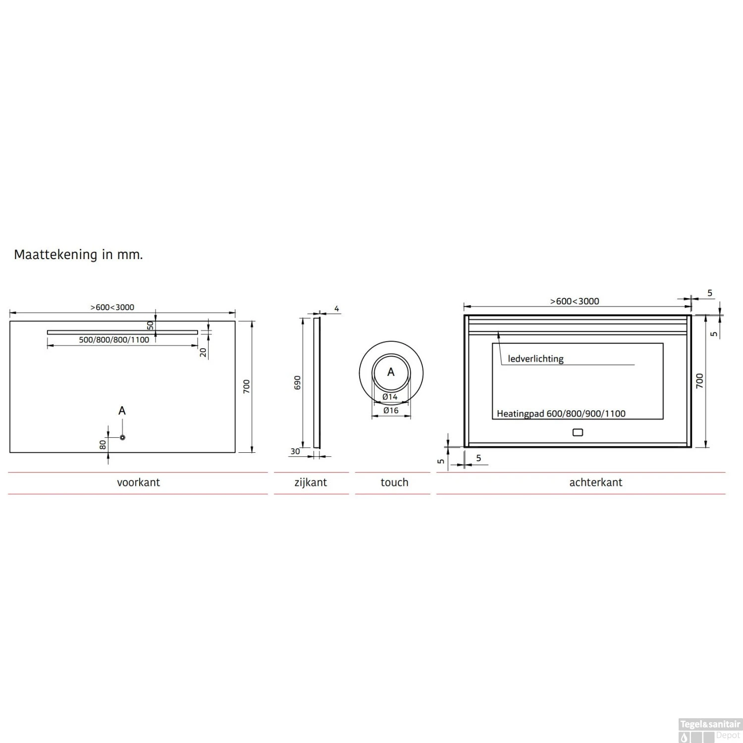 Badkamerspiegel Xenz Bardolino 100x70 Cm Met Ledverlichting En Spiegelverwarming - Afbeelding 5