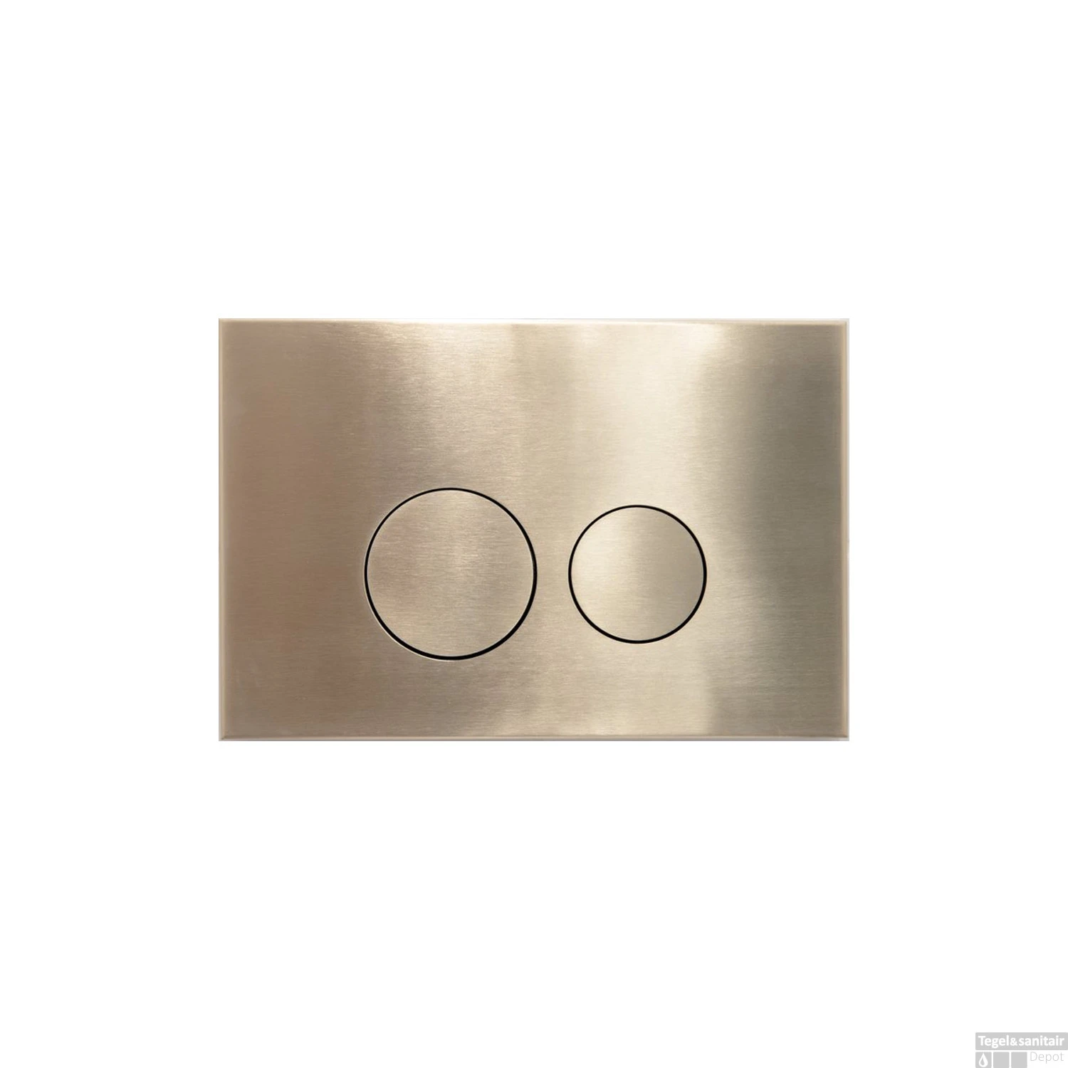 Bedieningsplaat Qeramiq Push Met DualfFush Frontbediening Metaal Rond Geborsteld Messing