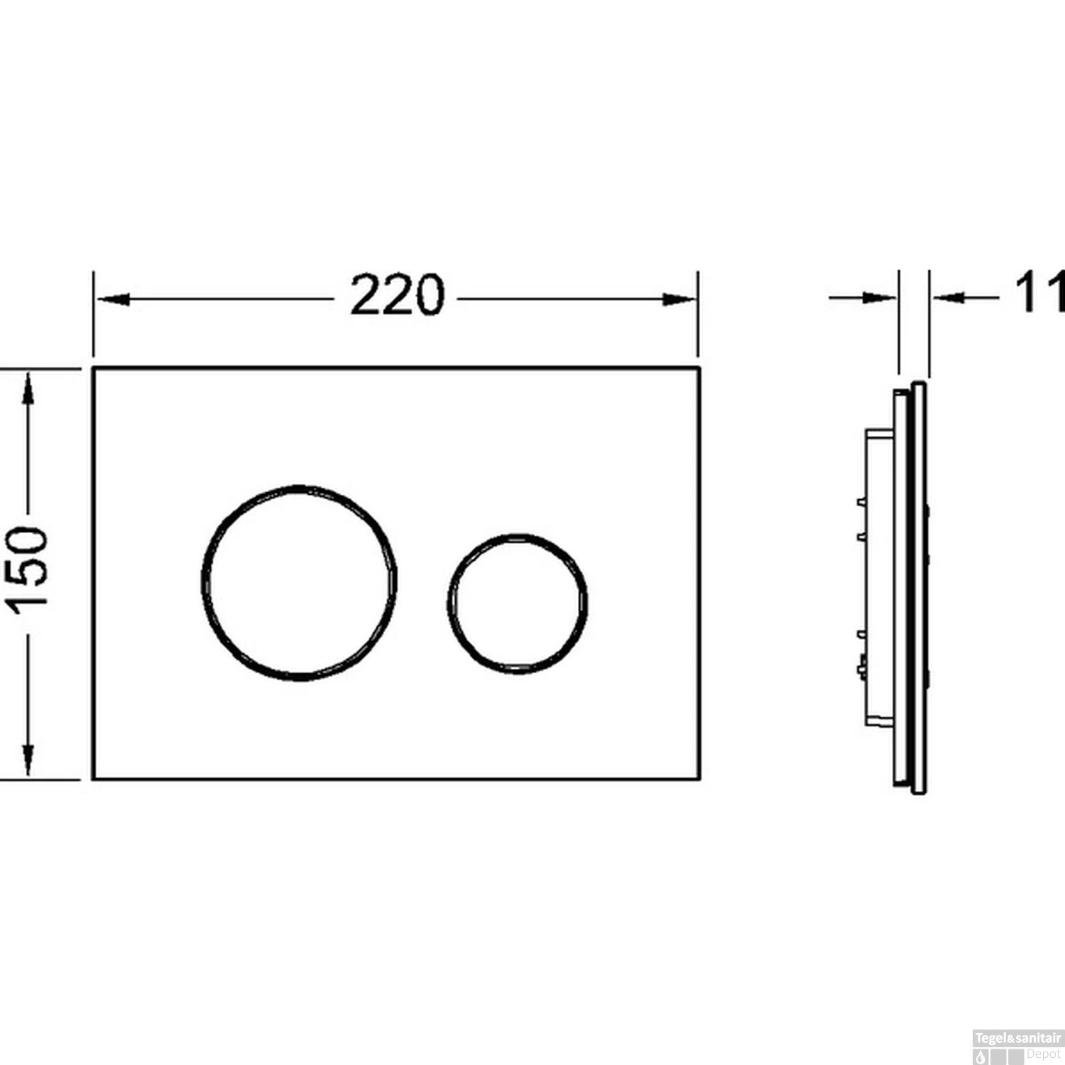 Bedieningsplaat TECE Loop Met Duospoeltechniek Glas Zwart Met Mat Zwarte Toetsen - Afbeelding 2