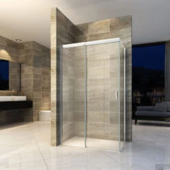 BWS Douchecabine Softclose 2.0 100x90 Cm Met Nisdeur En Zijwand 8mm Aluminium NANO Coating