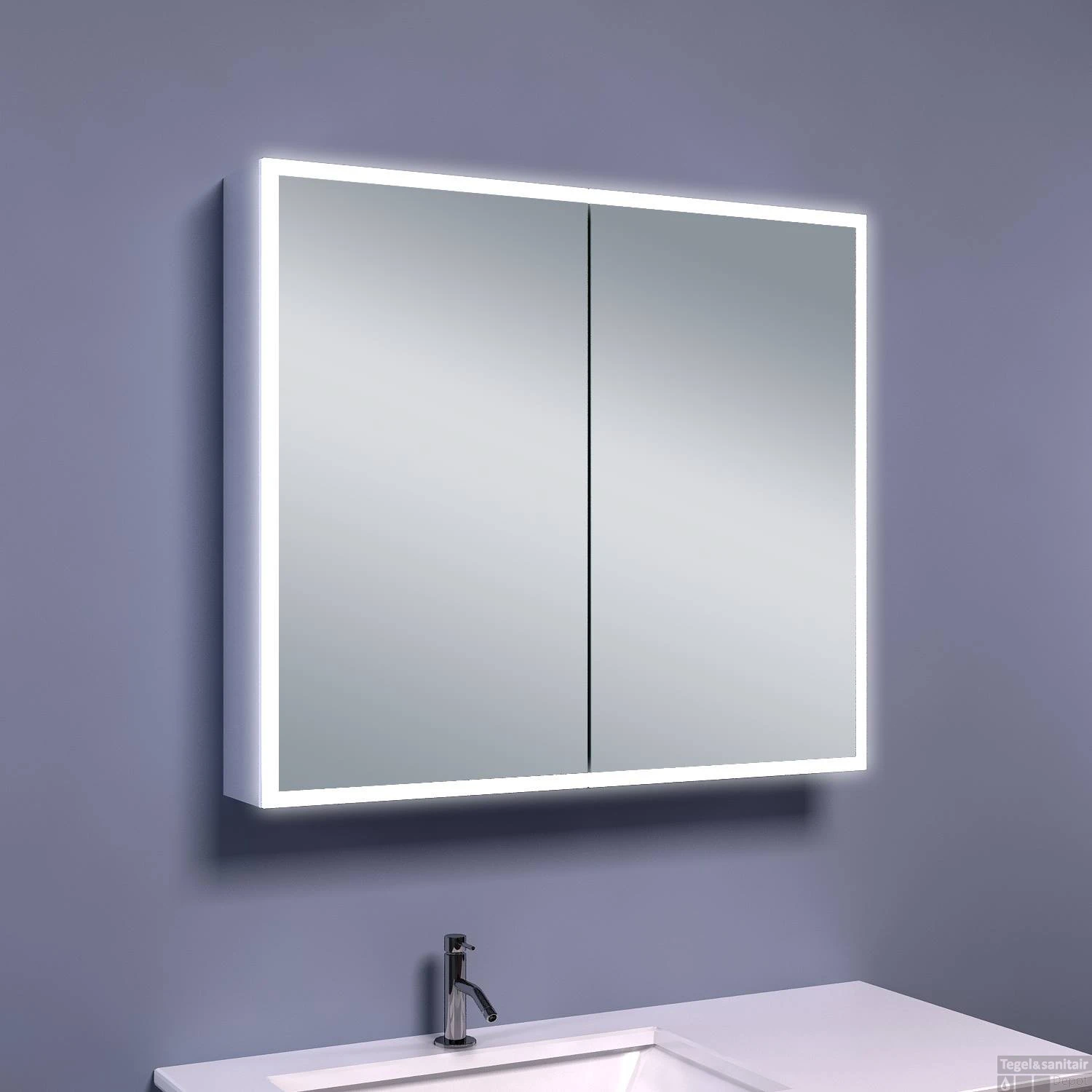 BWS LED Spiegelkast Aluminium Quali Met Rand Verlichting 80x70x13 Cm