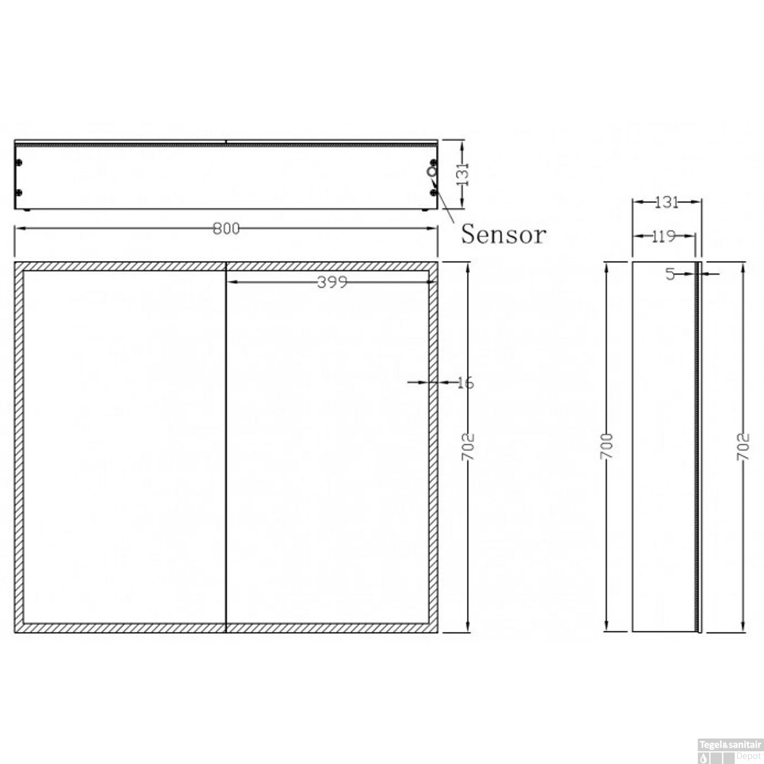 BWS LED Spiegelkast Aluminium Quali Met Rand Verlichting 80x70x13 Cm - Afbeelding 2