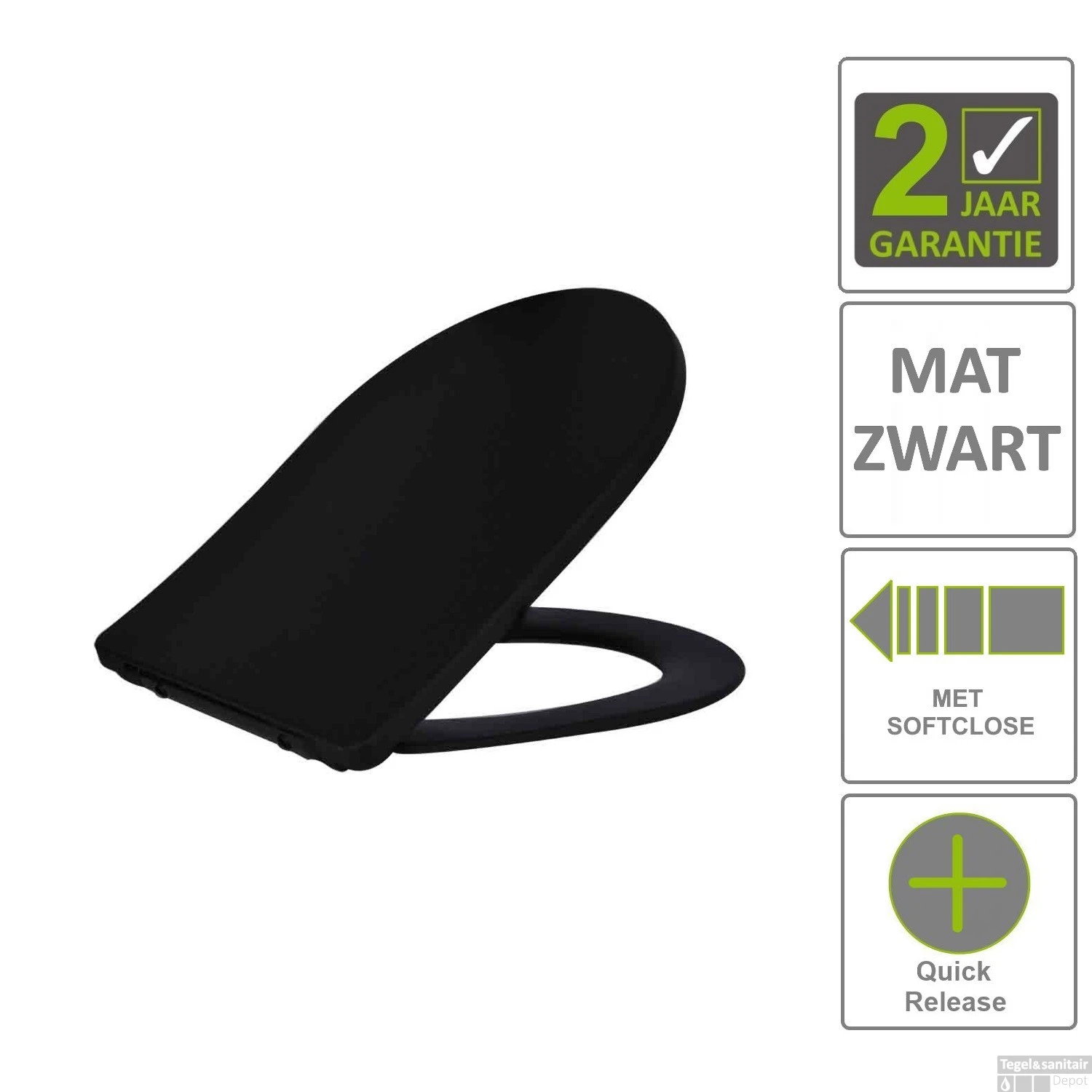 BWS Toiletzitting Vera Shade Fit Met Deksel Met Soft Close Mat Zwart