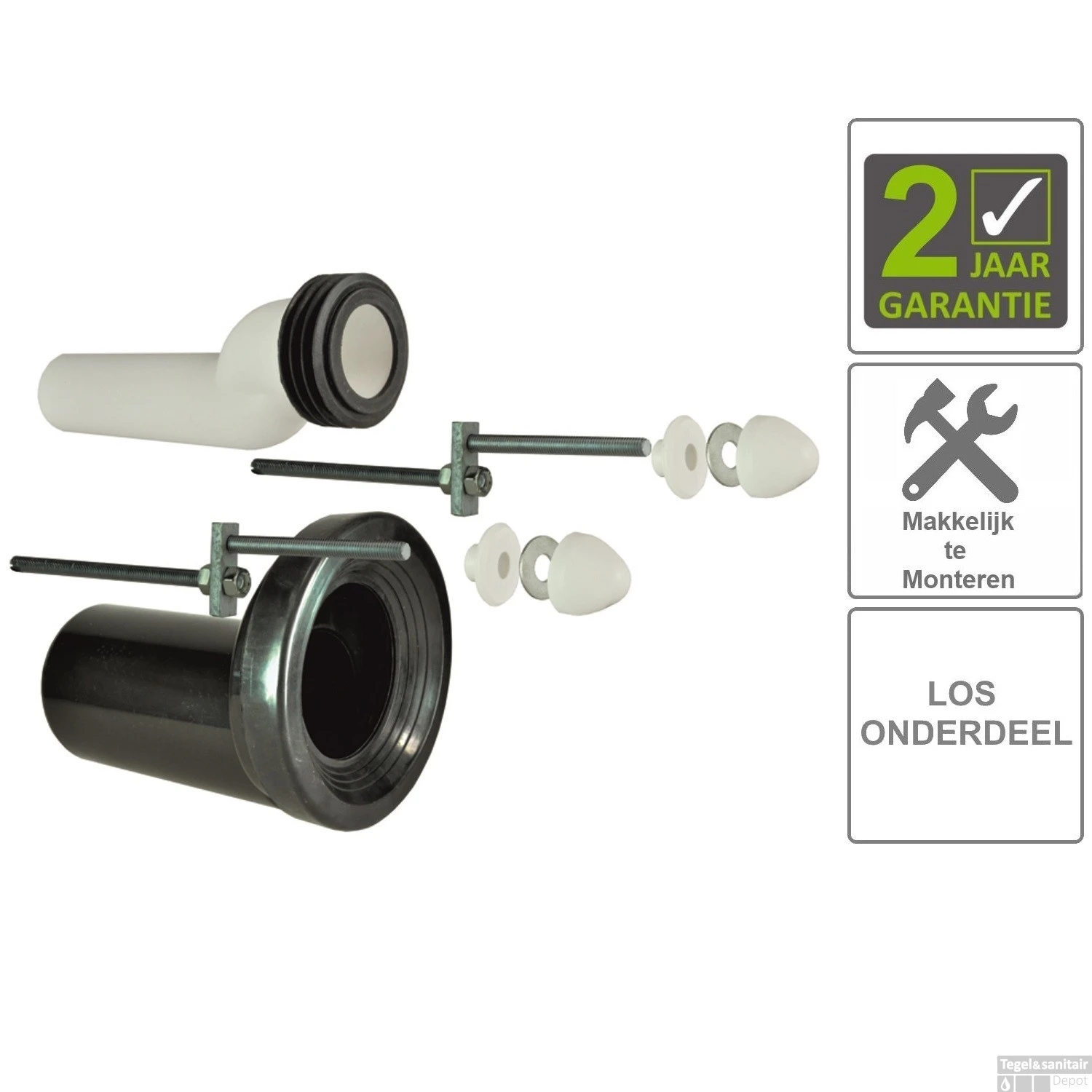 BWS Wandcloset-Verhoogset Tbv Inbouwreservoir Compleet Zwart