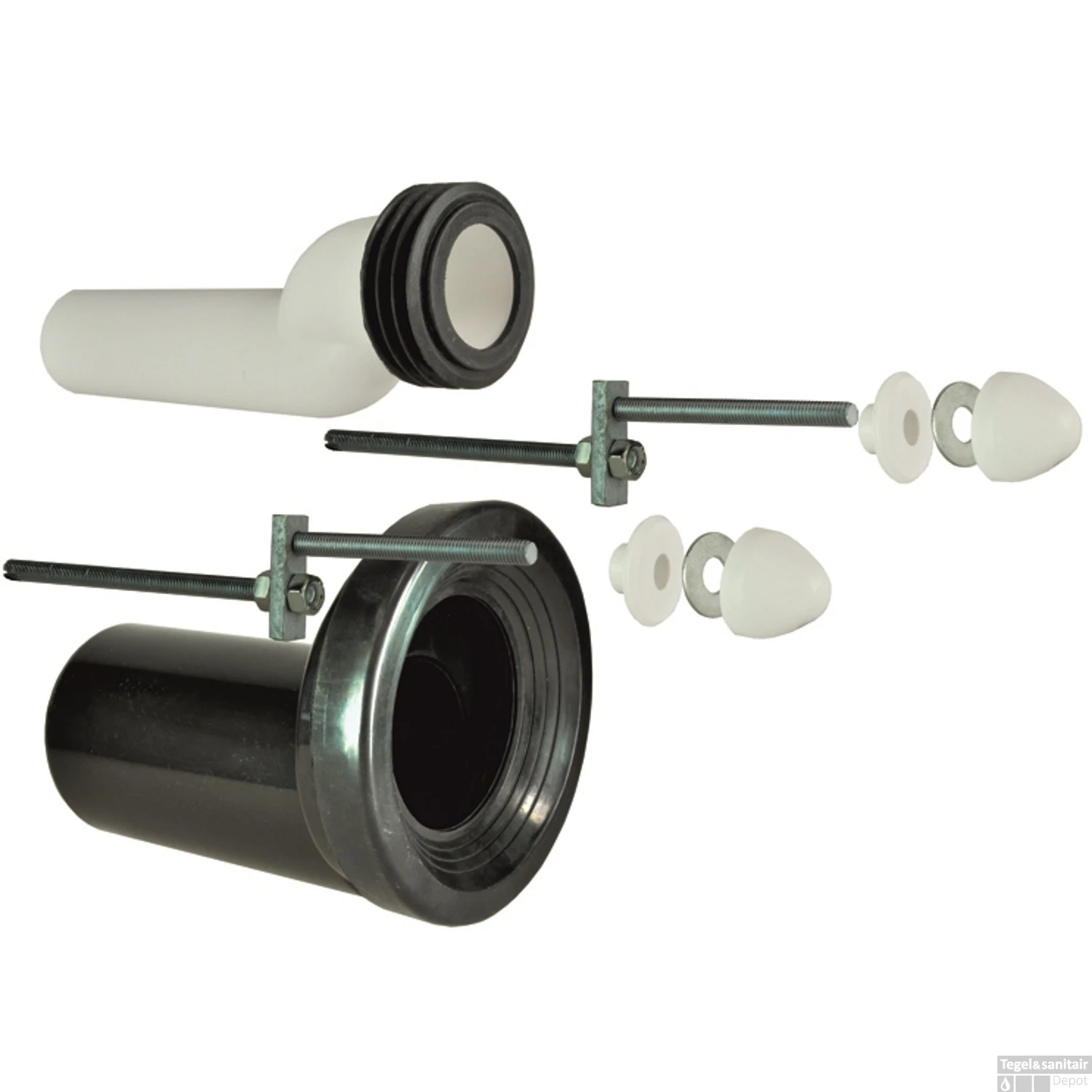 BWS Wandcloset-Verhoogset Tbv Inbouwreservoir Compleet Zwart - Afbeelding 2