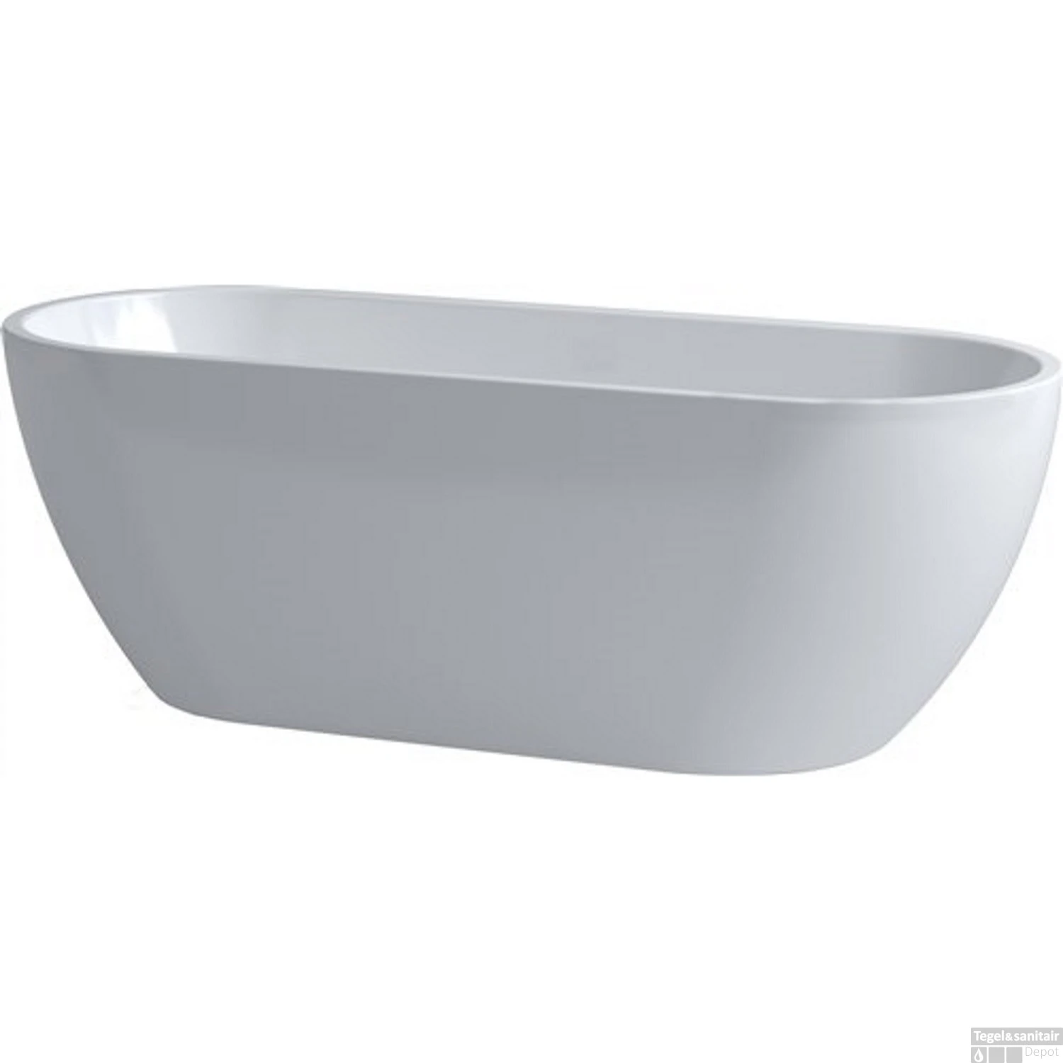 Clou InBe Vrijstaand Ligbad Ovaal 170x67x60 Cm Met Overloop Acryl Wit - Afbeelding 2