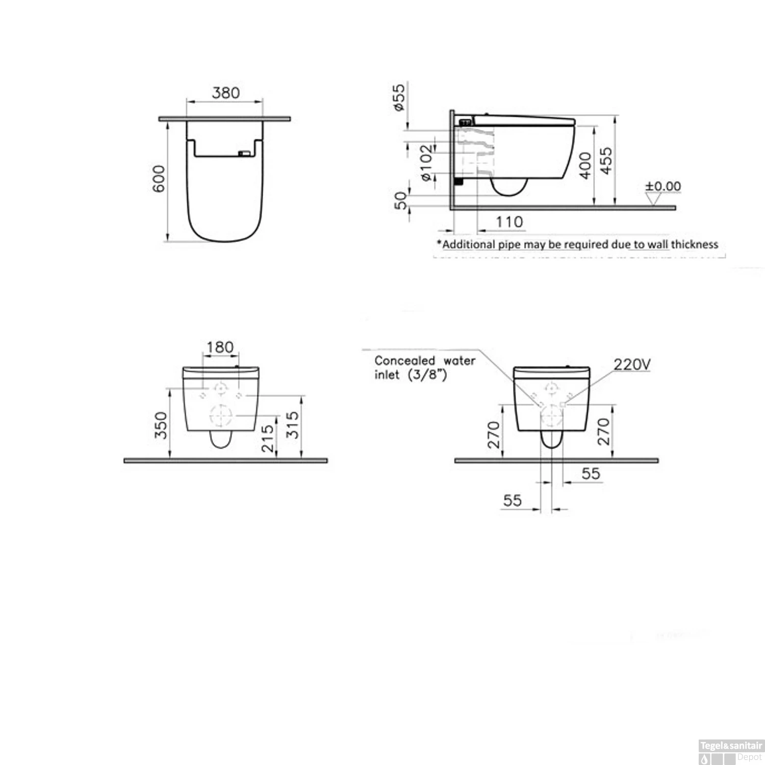 Douchewc VitrA V-care 1.1 Basic V-Care Randloos Incl. Kinderfunctie & Ontkalkingsfunctie Bidetfunctie En Afstandsbediening - Afbeelding 8
