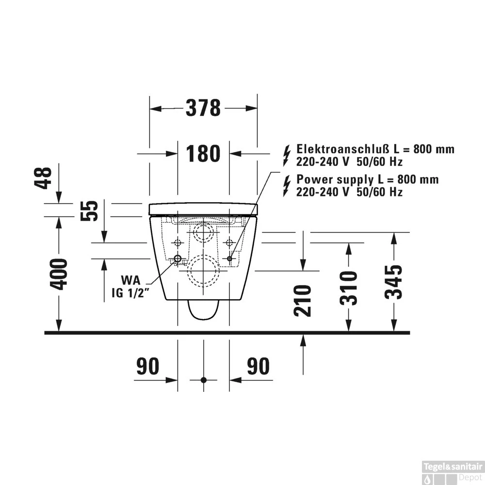 Duravit Douche WC SensoWash Starck F Plus Compact Met Compleet Pack Wandcloset 37.8x57.5 Cm Duroplast Wit - Afbeelding 6