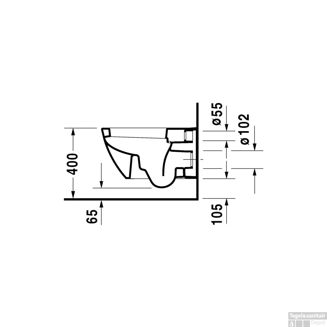 Duravit Happy D.2 Wandcloset Diepspoel 36.5x54x33.5 Cm Keramiek Glanzend Wit - Afbeelding 2