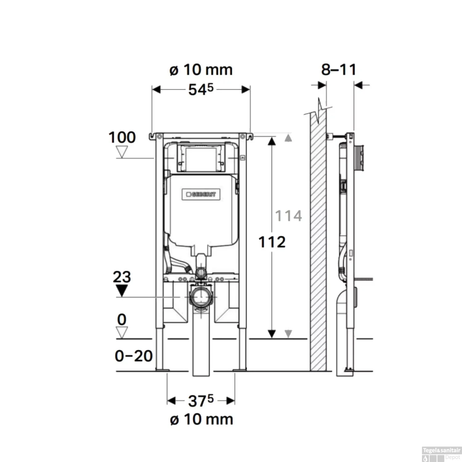 Geberit UP720 Toiletset Compleet | Inbouwreservoir | Salenzi Civita Mat Taupe | Met Drukplaat - Afbeelding 10