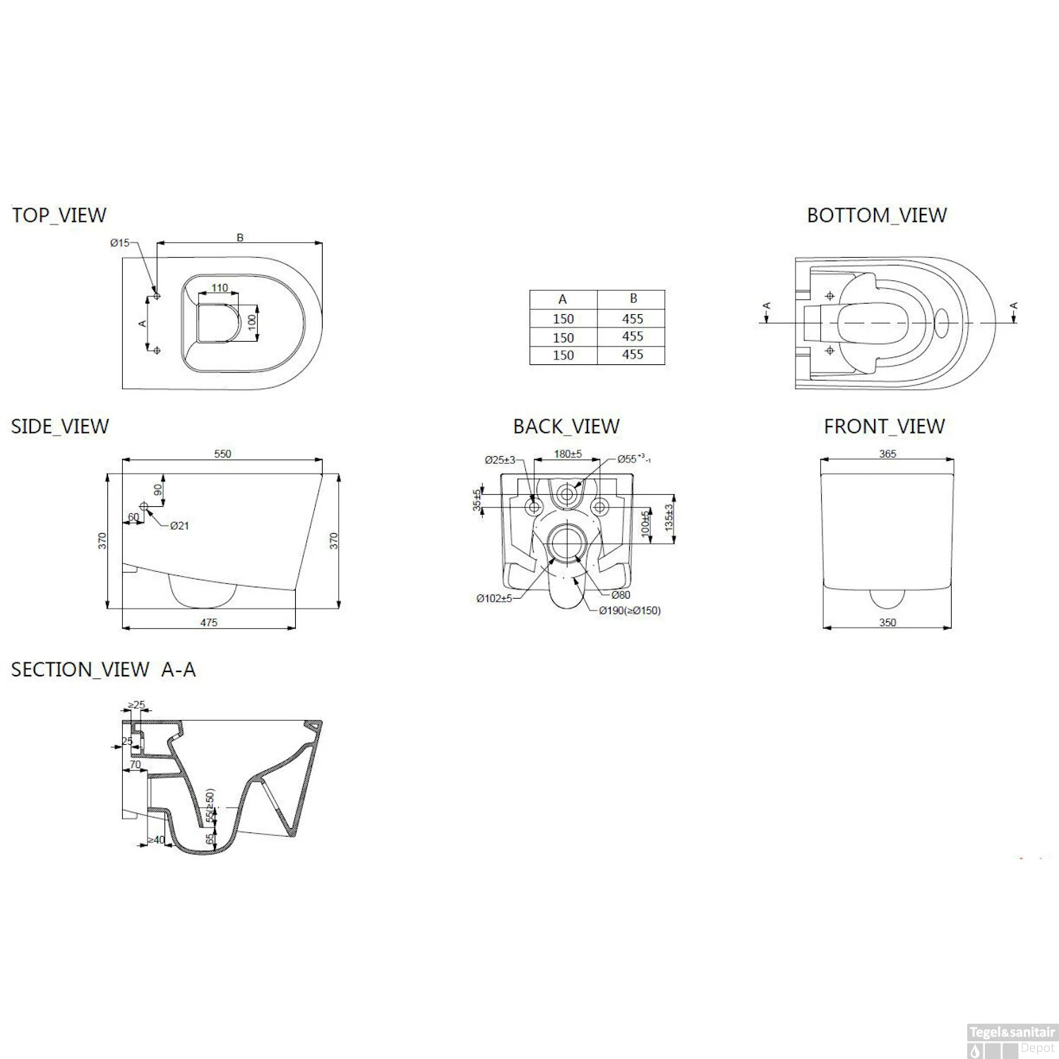 Hangtoilet Wiesbaden Flow Randloos Diepspoel EasyCleaning (incl. Zitting) - Afbeelding 3