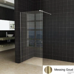 BWS Inloopdouche Pro Line Helder Glas 50x200 Geborsteld Messing Goud Profiel En Stang