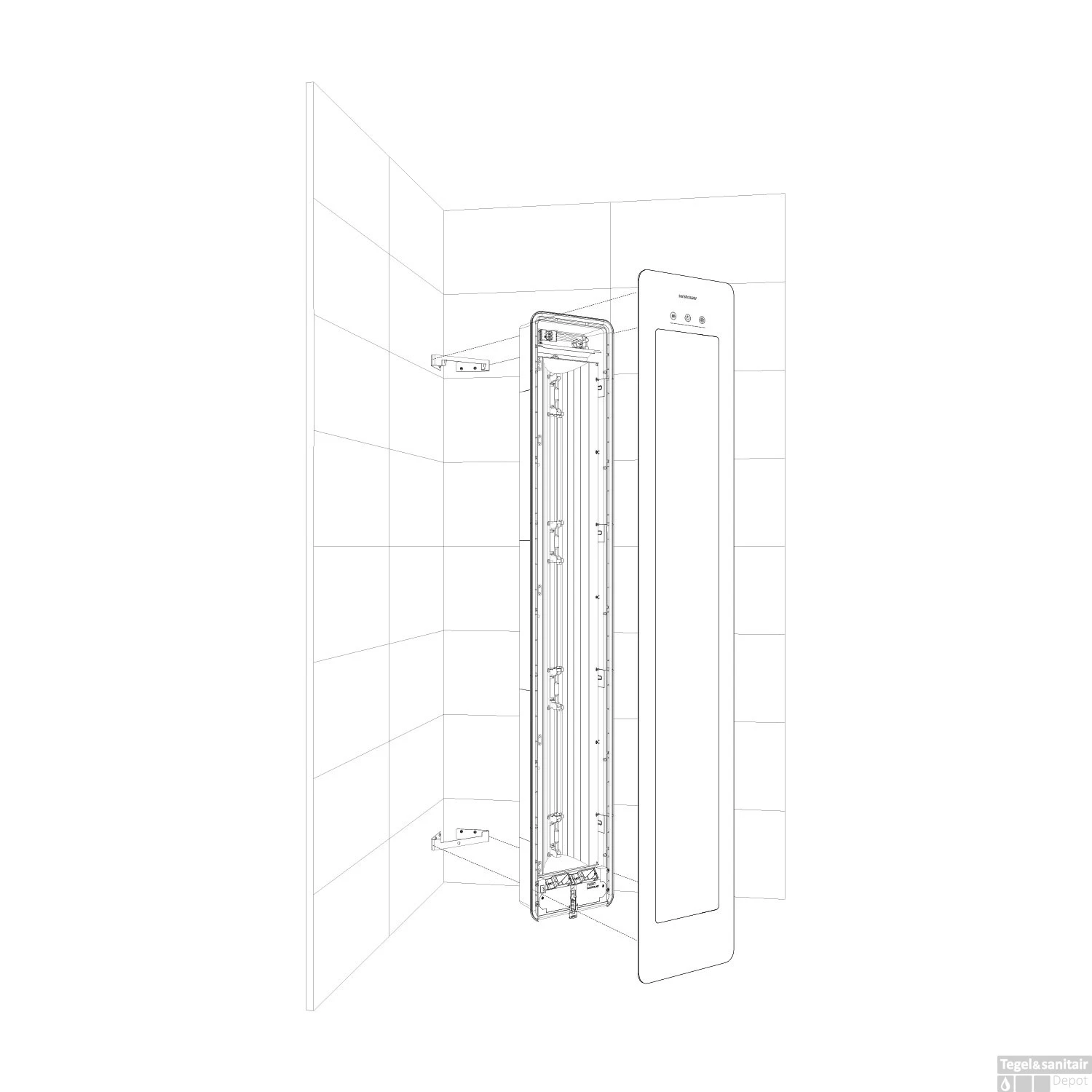Sunshower One L Round Infrarood 185x33 Cm Inbouw - Opbouw Vlak Of Hoek White - Afbeelding 7