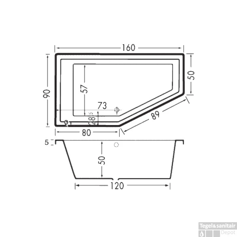Ligbad Beterbad Xenz Society Links 160x90x50 Cm Mat Zwart - Afbeelding 2