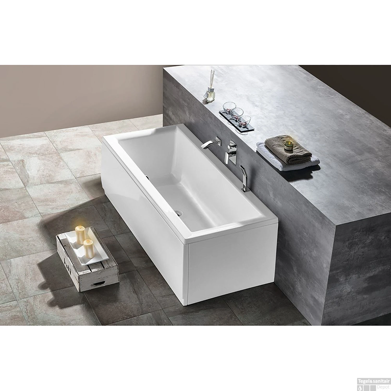 Ligbad Polysan Cleo Inbouw 180x80x48 Cm Wit - Afbeelding 2