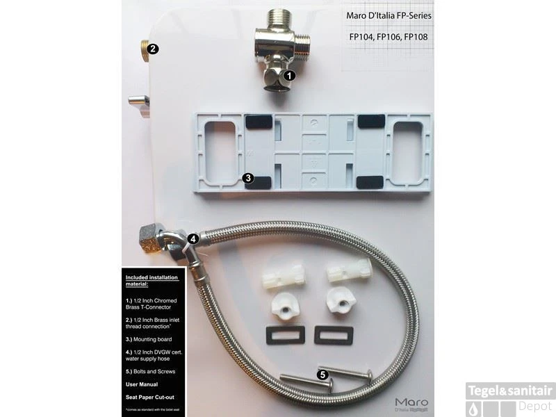 Maro D’Italia FP104 Stroomloze Bidet Toiletbril (douche Wc) Met Softclose Systeem En QuickRelease - Afbeelding 4