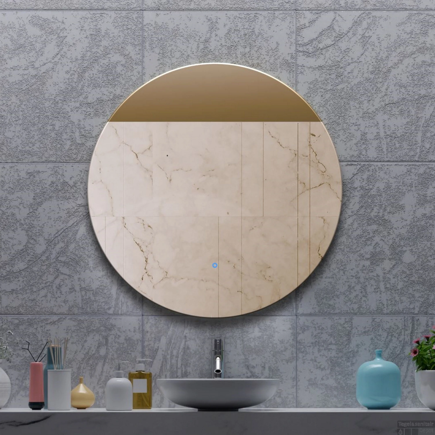 Spiegel Gliss Design Oko Koper Rond LED Verlichting 40 Cm