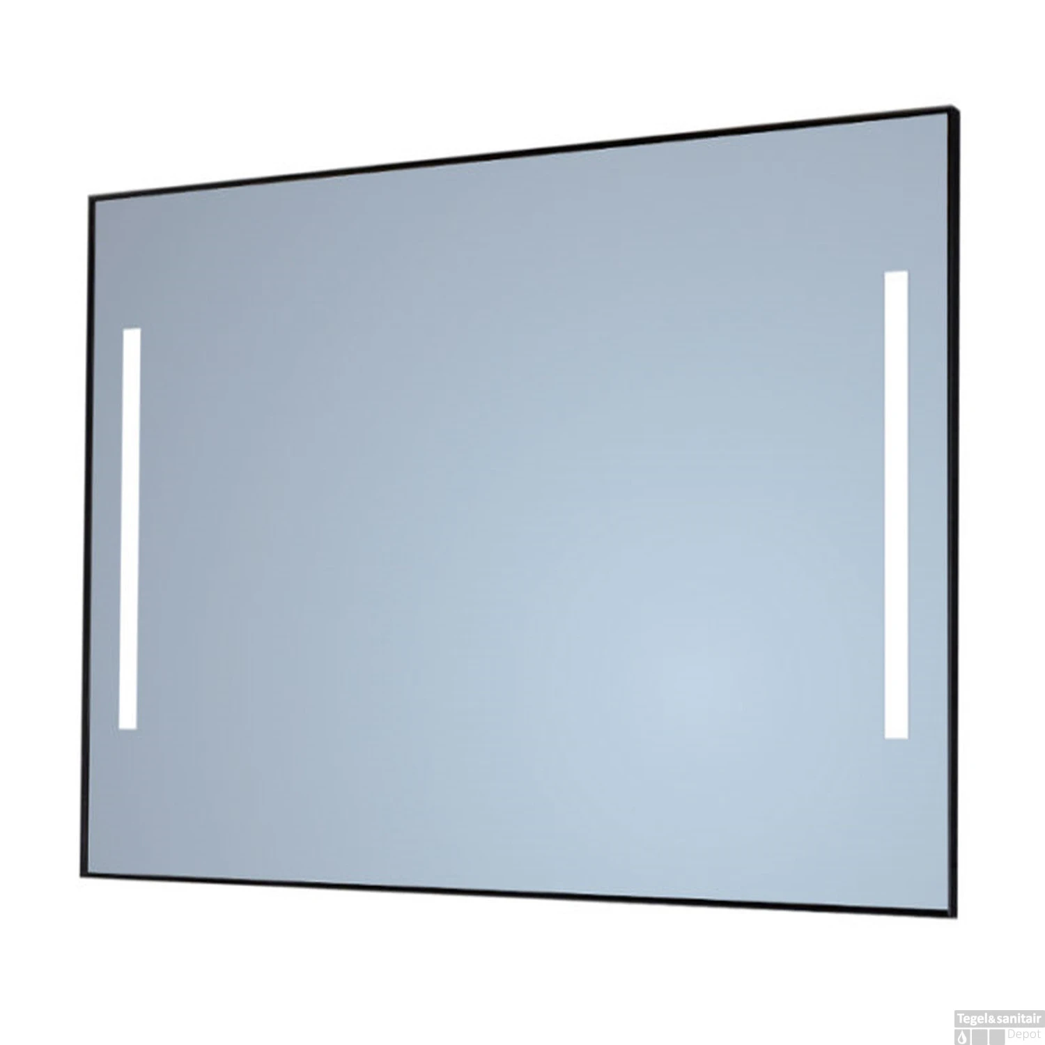 Spiegel Sanicare Q-Mirrors 60x70 Cm Vierkant Met Links & Rechts LED Cold White, Omlijsting Mat Zwart Incl. Ophangmateriaal Met Afstandsbediening