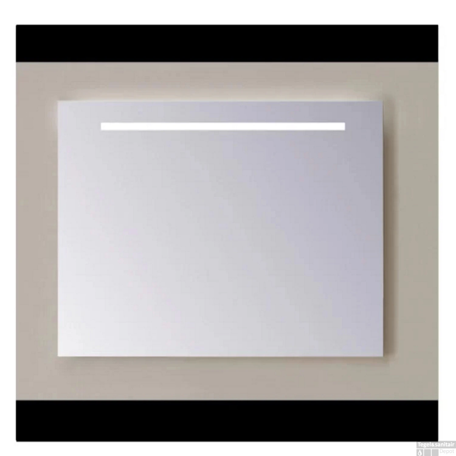 Spiegel Sanicare Q-Mirrors 90x60 Cm PP-Geslepen Vierkant Met Aan De Bovenkant LED Cold White Incl. Ophangmateriaal Zonder Schakelaar