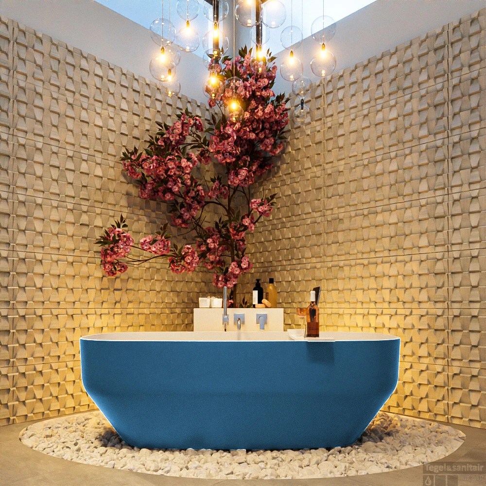 STONE Vrijstaand Bad 170x75cm Kleur Jeans / Talc - Afbeelding 4