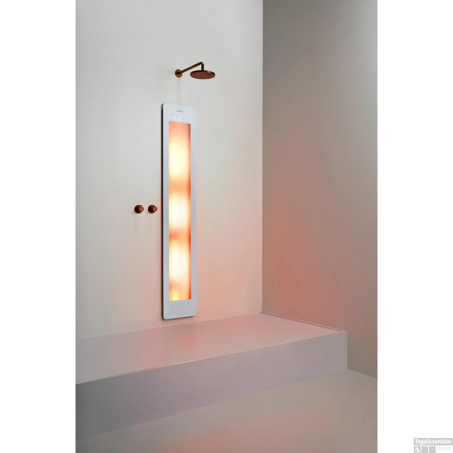 Sunshower One L Round Infrarood 185x33 Cm Inbouw - Opbouw Vlak Of Hoek White - Afbeelding 3