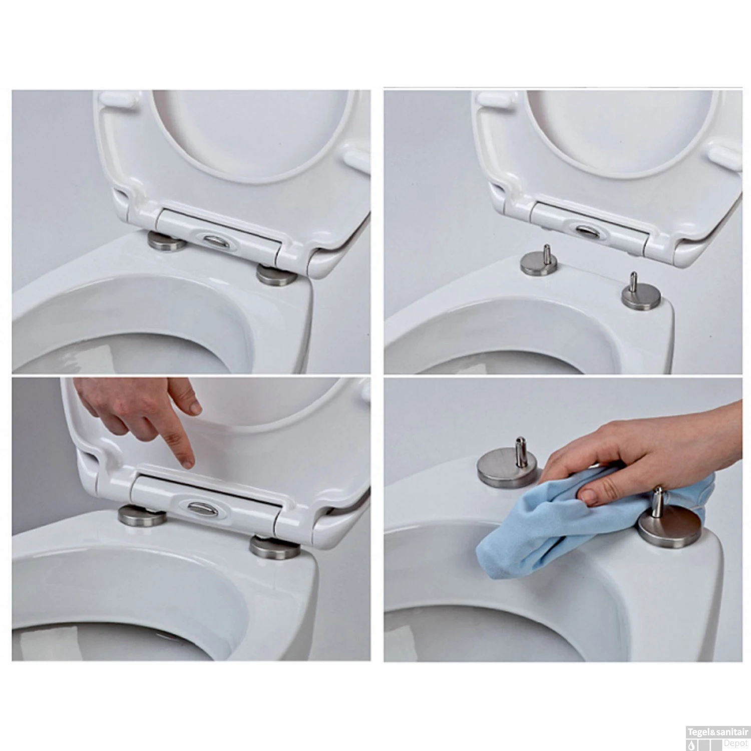 Toiletzitting Eisl Super Slim Softclose Quick Release RVS Scharnieren Wit - Afbeelding 6