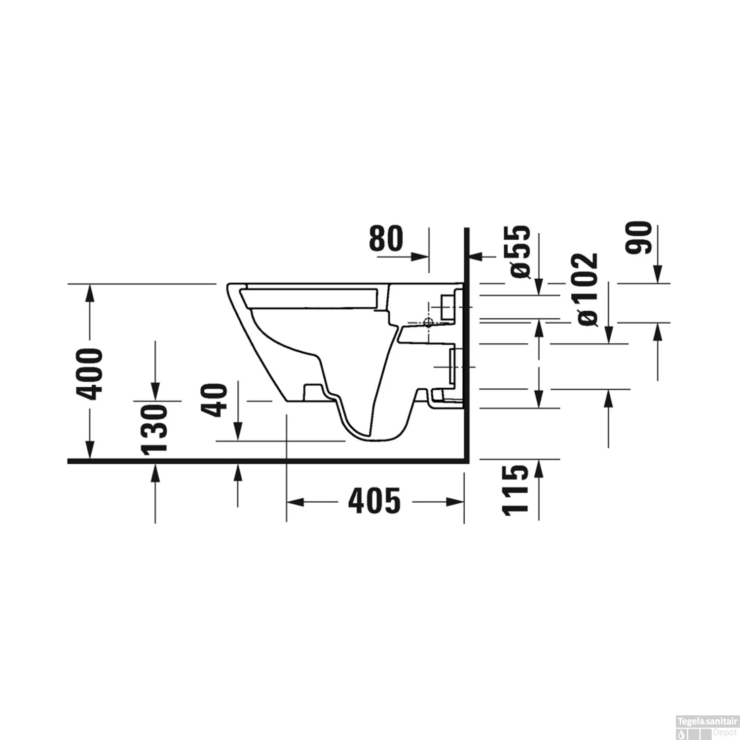Toilet Duravit D-Neo Wand WonderGliss Rimless Diepspoel 54 Cm Durafix Hoogglans Wit - Afbeelding 9