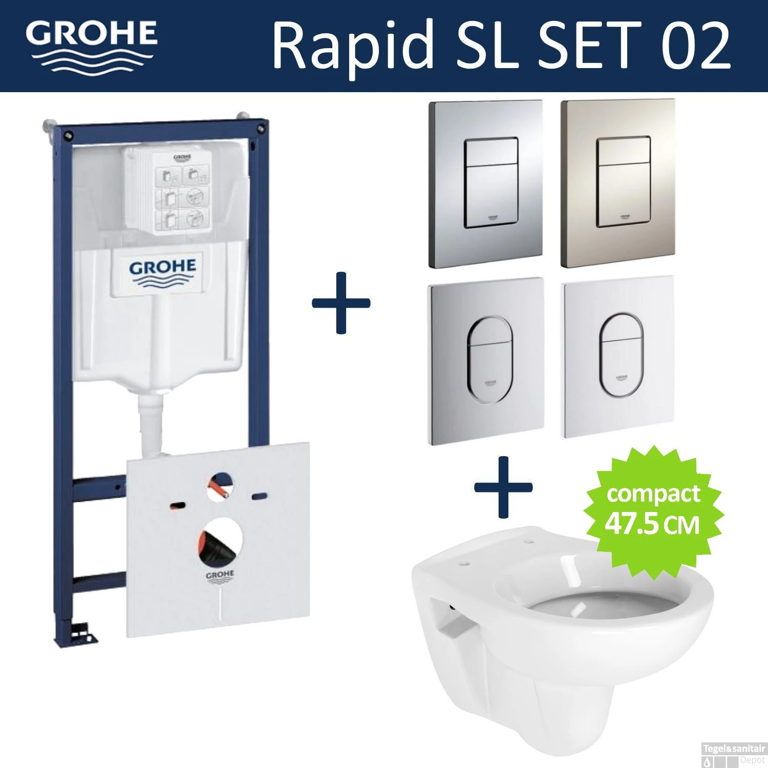 Grohe Rapid SL Toiletset Set02 B&W Compact Met Grohe Arena Of Skate Drukplaat