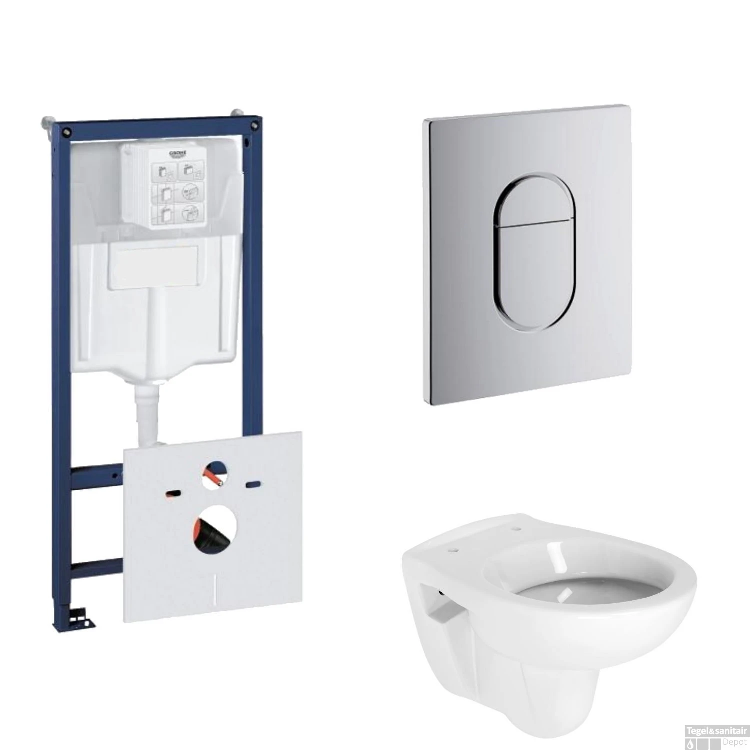 Grohe Rapid SL Toiletset Set02 B&W Compact Met Grohe Arena Of Skate Drukplaat - Afbeelding 8
