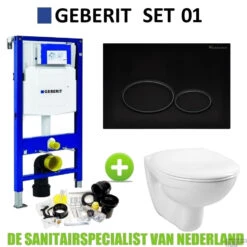 Geberit UP320 Toiletset Compleet | Inbouwreservoir | Wandcloset Basic Smart Wit | Met Drukplaat | SET01