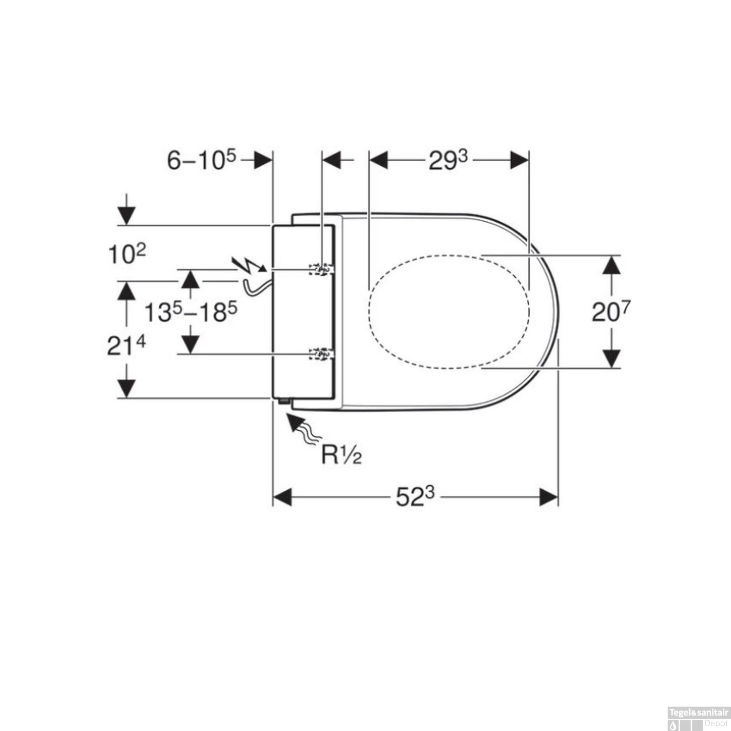 Toiletzitting Met Onderdouche Geberit AquaClean Tuma Comfort Alpien Wit - Afbeelding 3
