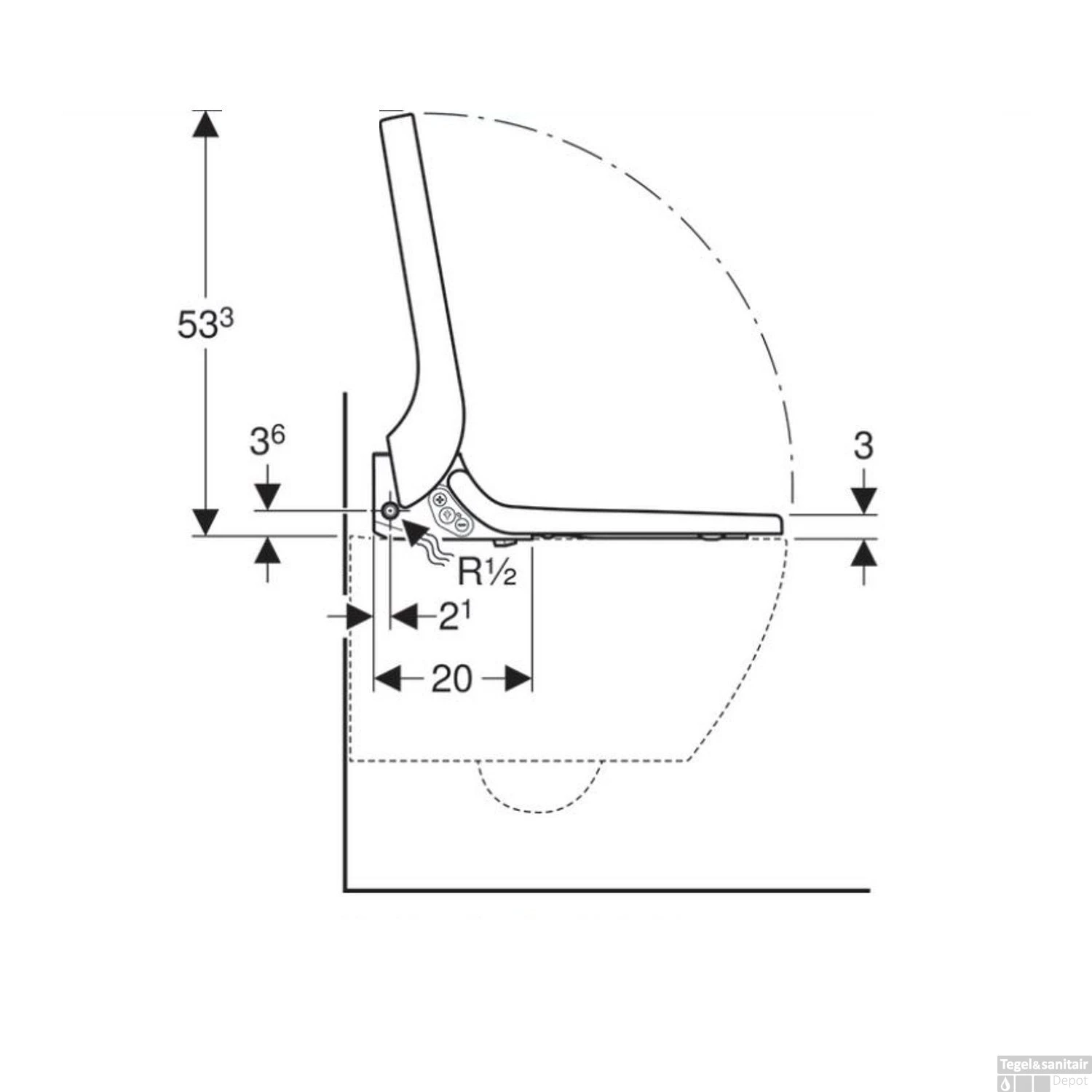Toiletzitting Met Onderdouche Geberit AquaClean Tuma Comfort Glas Wit - Afbeelding 5