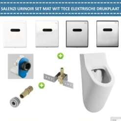 Urinoir Set Salenzi Hung Achterinlaat Mat Wit Met TECE Drukplaat Elektronisch