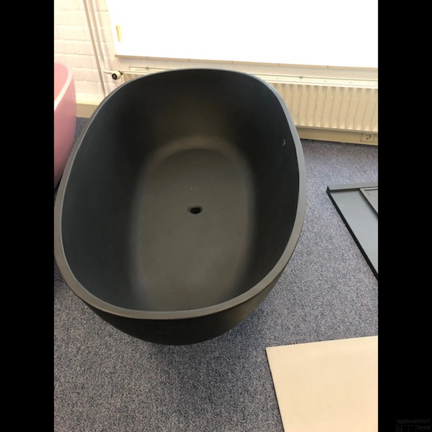 Vrijstaand Ligbad BWS Lusa 170x86x54 Cm Cast Marble Mat Zwart - Afbeelding 3