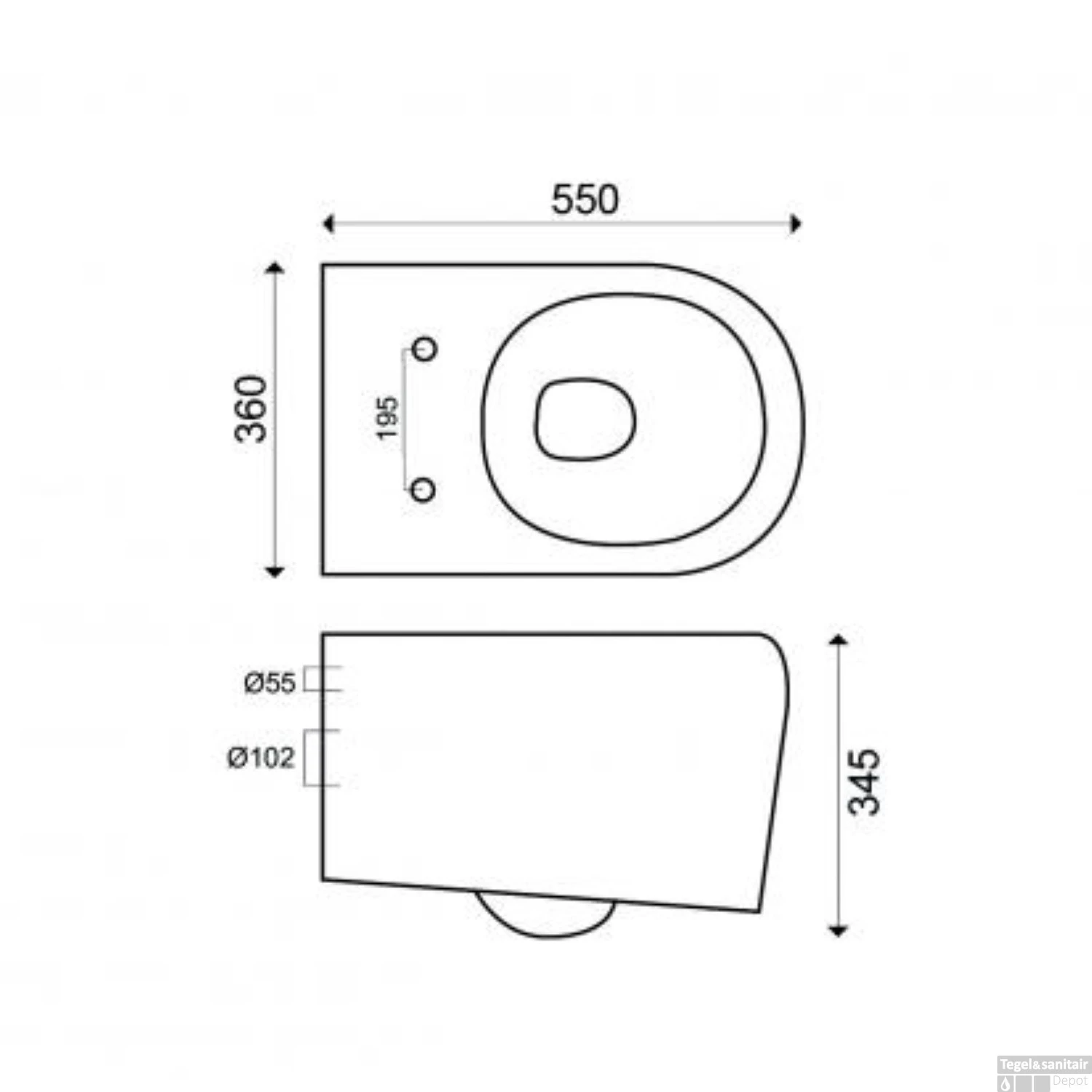 Wandcloset Boss & Wessing Cora Met Soft-Close Toiletzitting Diepspoel Wit - Afbeelding 3