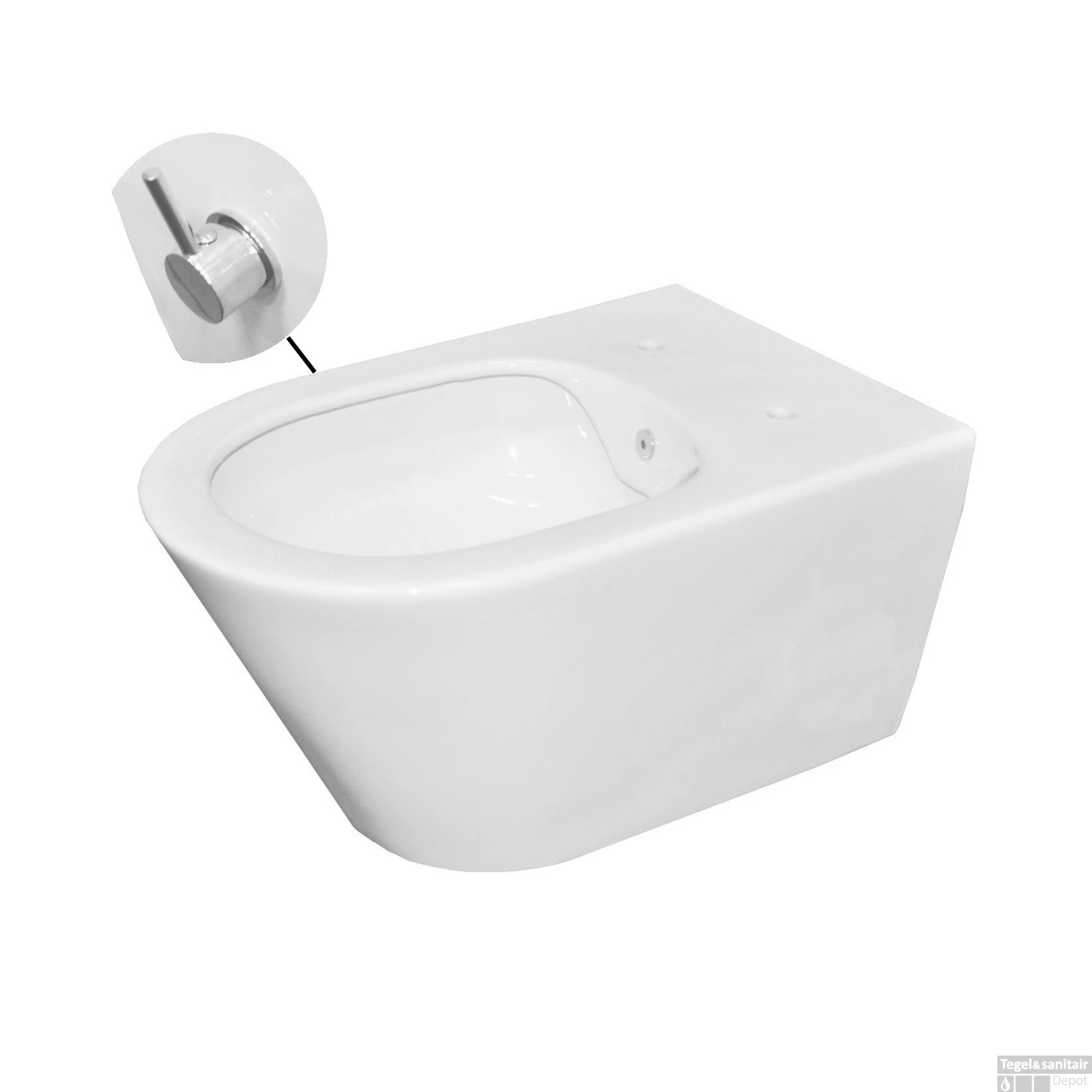 Wandcloset Boss & Wessing Randloos Met Ingebouwde Bidetkraan 53 Cm WM/KD Wit - Afbeelding 2