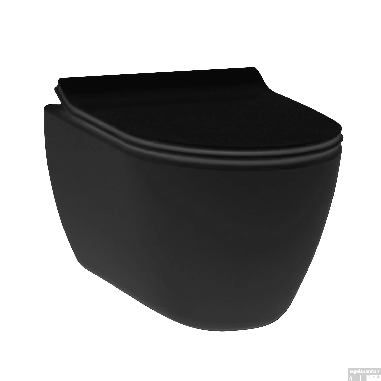 Wandcloset Randloos Mat Zwart | Idevit Alfa Keramiek 52cm (Exclusief Zitting)