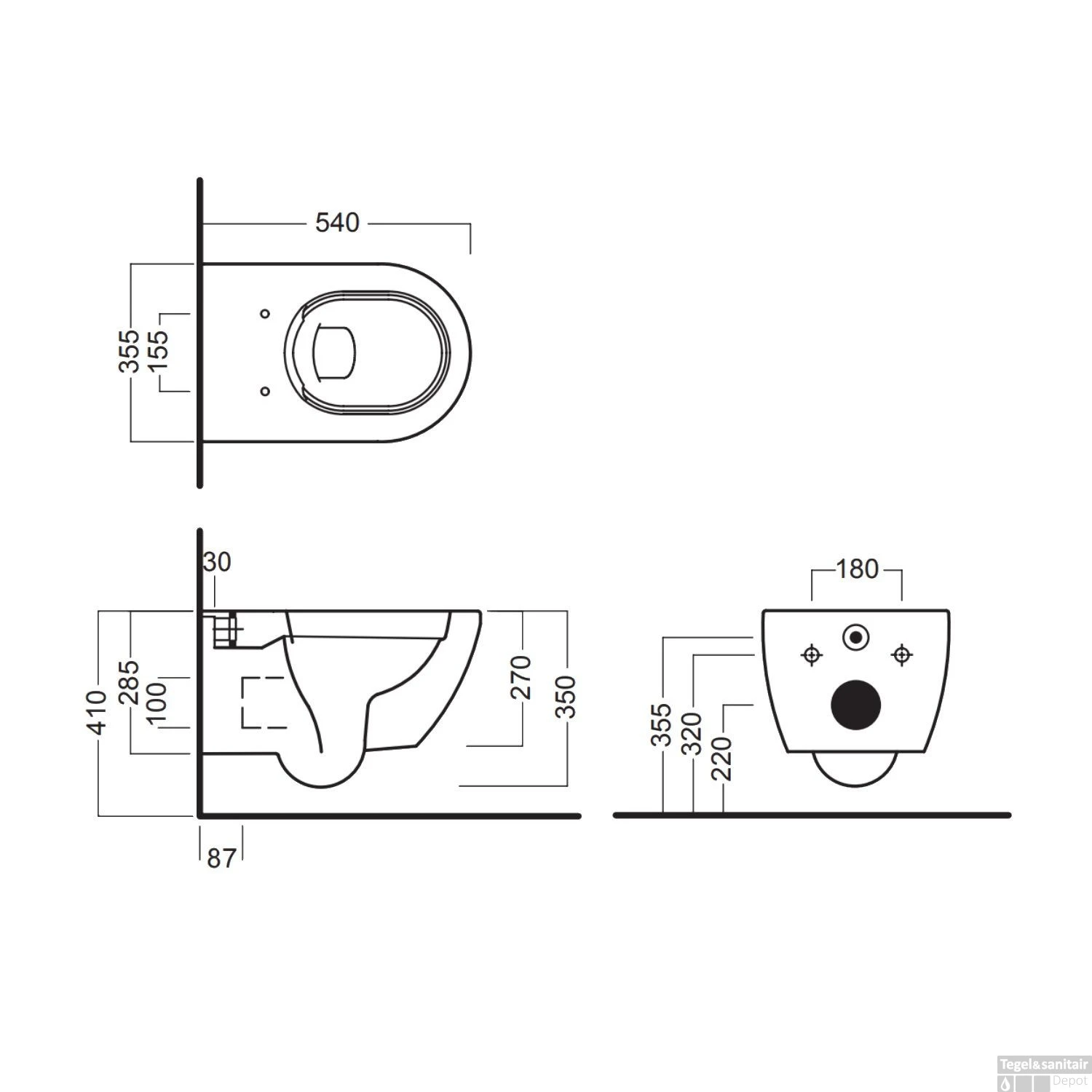 Wandcloset Luca Sanitair Fusion Rimless Met Softclose Zitting Keramiek Wit - Afbeelding 3