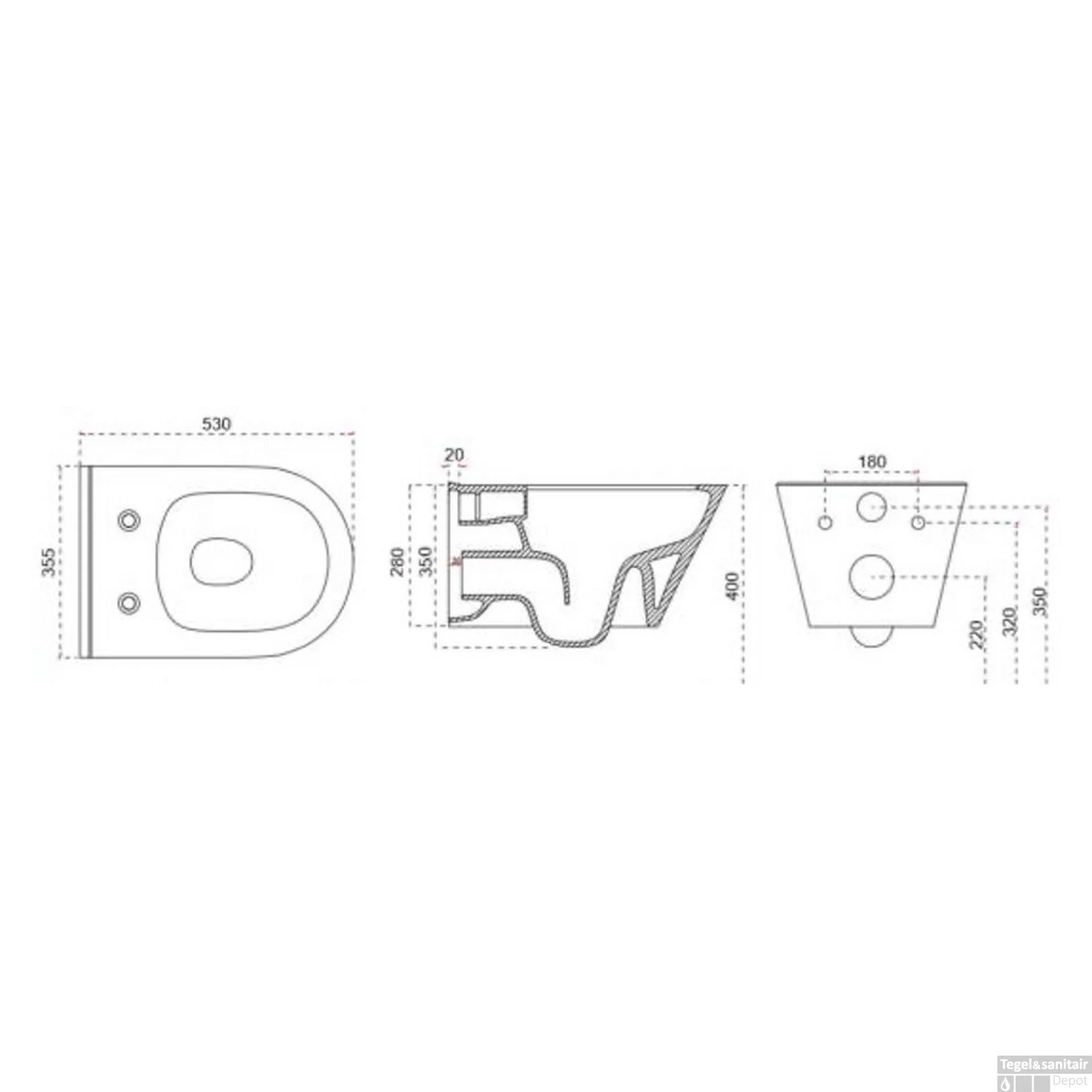 Wandcloset Rimless Space Boss & Wessing Mat Grijs - Afbeelding 3