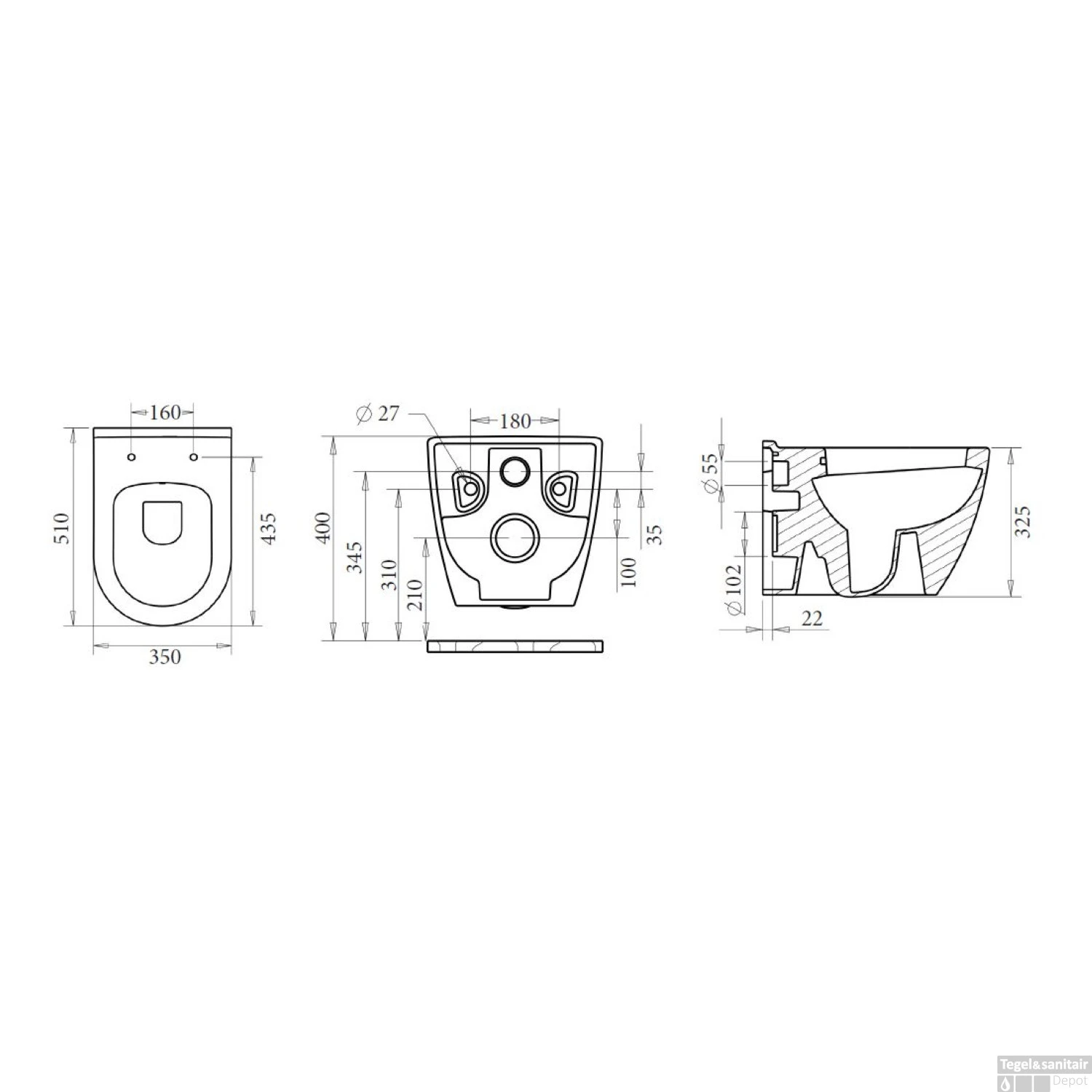 Wandcloset Sanicare Compact Rondo Keramiek 51x36 Cm Wit (Zitting Optioneel) - Afbeelding 4