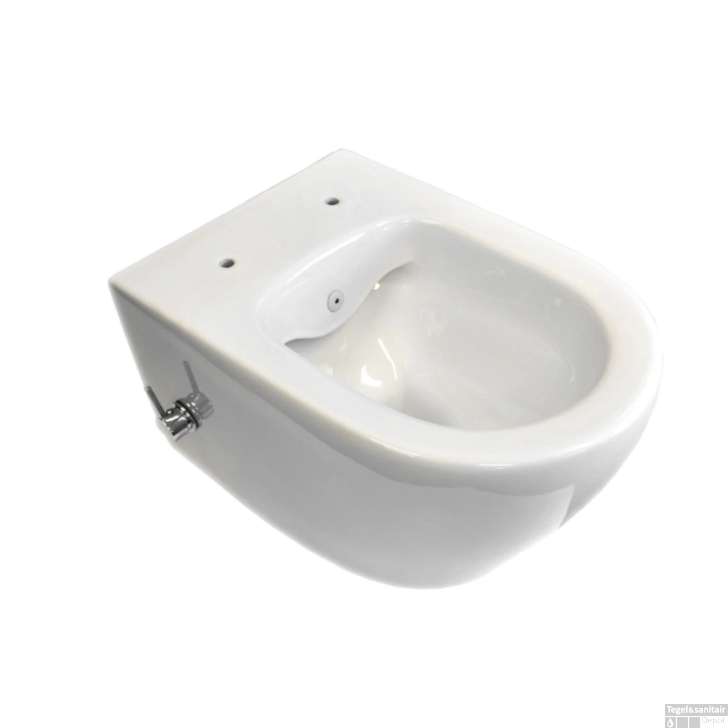 Wandcloset Sanicare Rondo Compact Rimfree Met Bidetsproeier En Geïntegreerde Kraan Exl. Ztting Wit