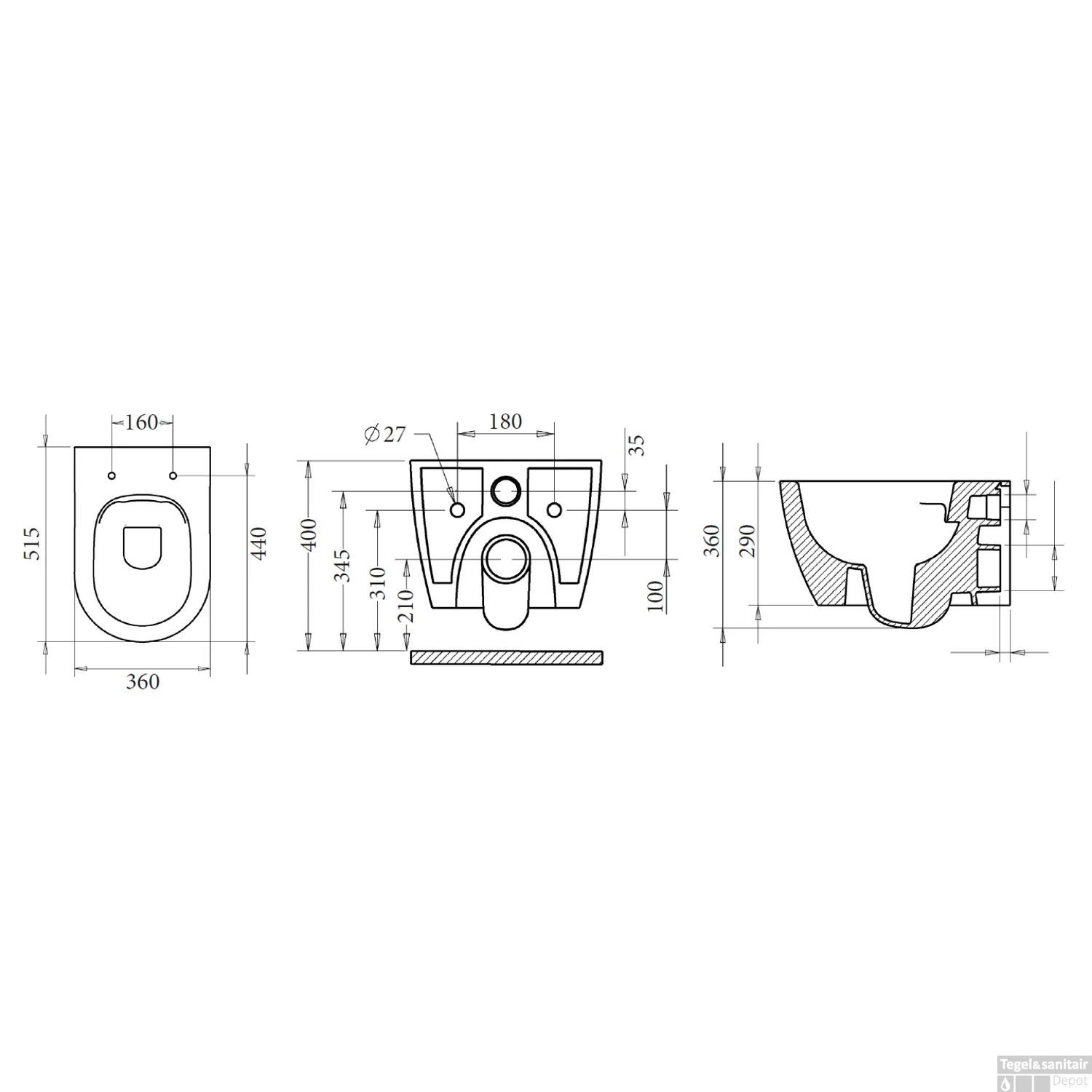 Wandcloset Sanicare Rondo Compact Rimfree Met Bidetsproeier En Geïntegreerde Kraan Exl. Ztting Wit - Afbeelding 5