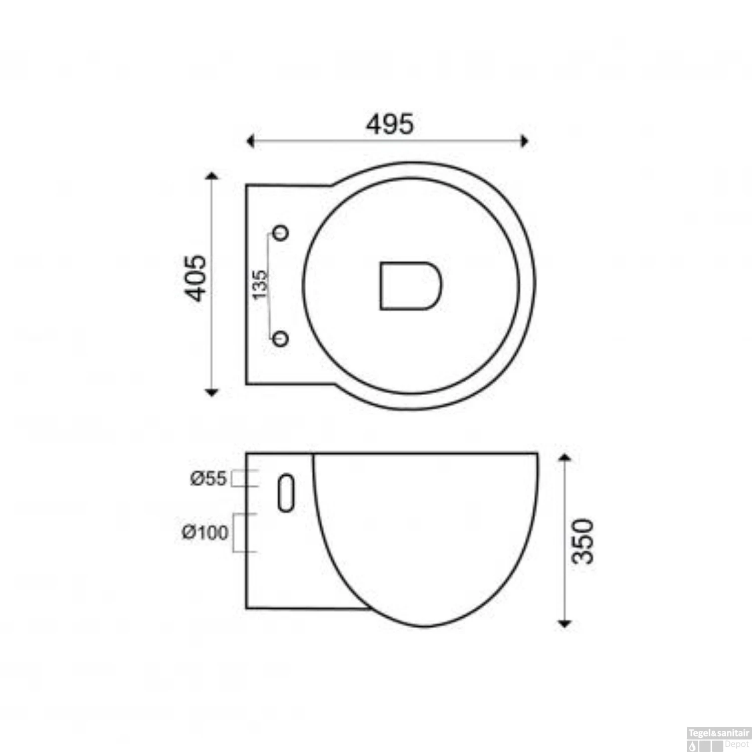 Wandcloset Wiesbaden Amor Rond Model Met Soft-Close Toiletzitting Diepspoel Wit - Afbeelding 2