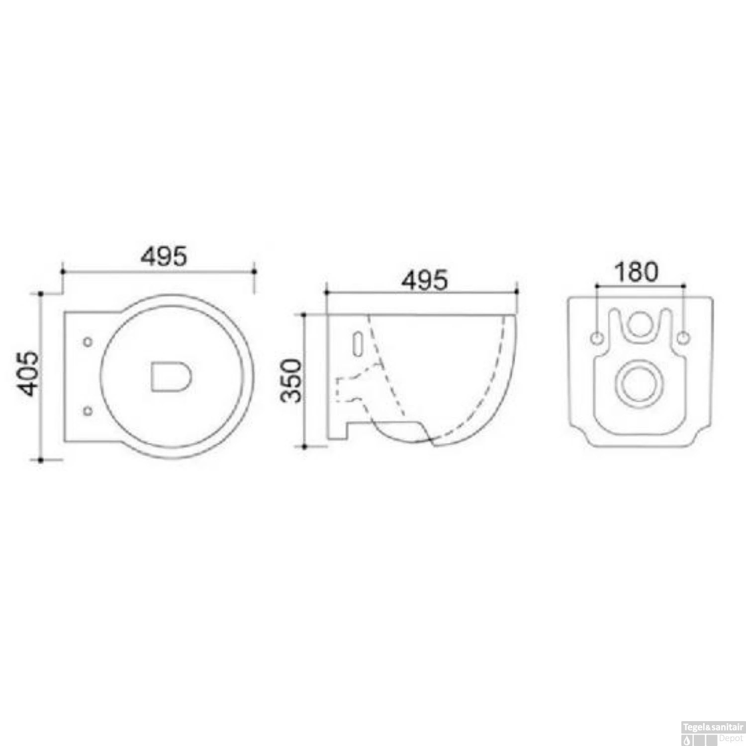 Wandcloset Wiesbaden Amor Rond Model Met Soft-Close Toiletzitting Diepspoel Wit - Afbeelding 3