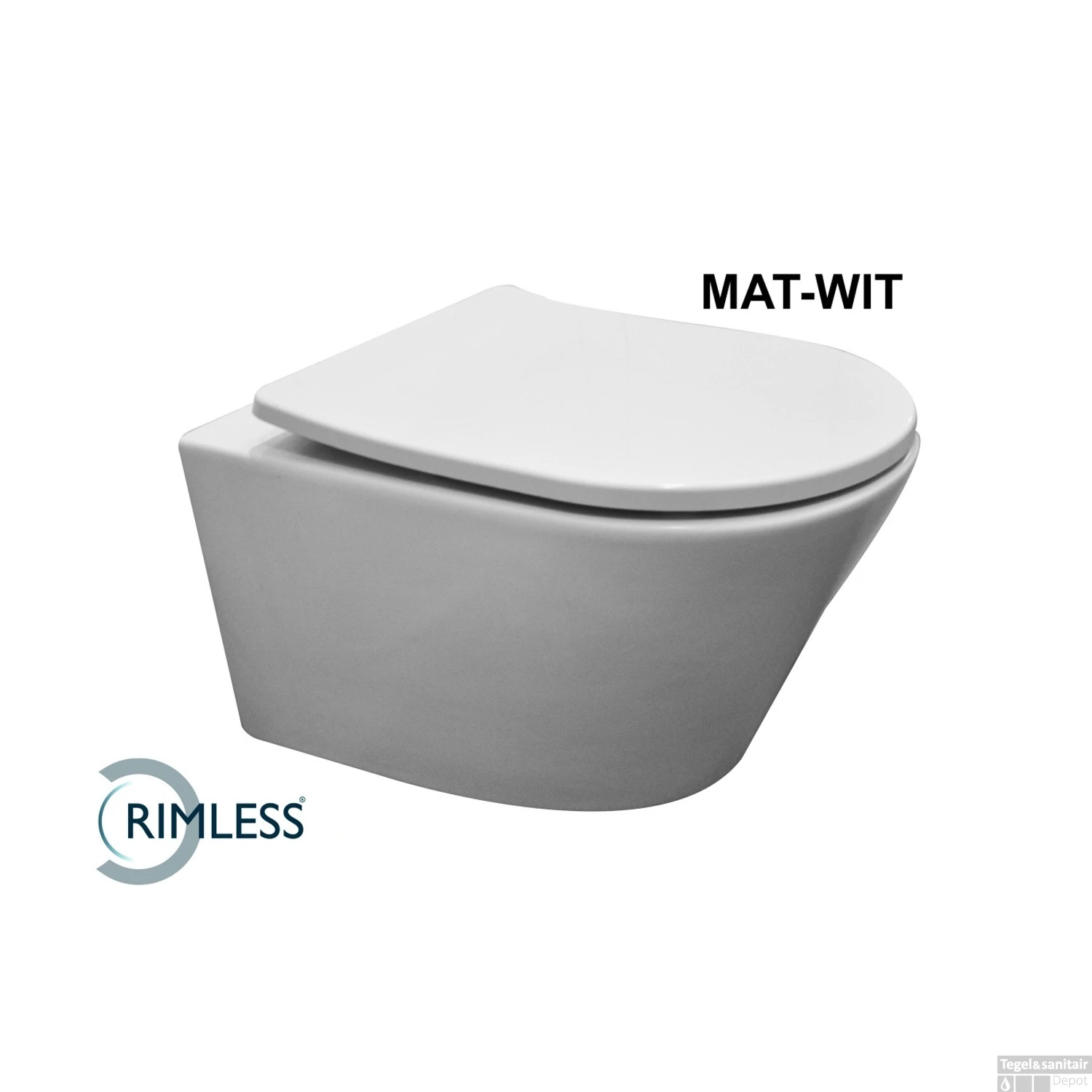 Wandcloset Wiesbaden Vesta Diepspoel Rimless Mat Wit ( Incl. Flatline Zitting Mat Wit)